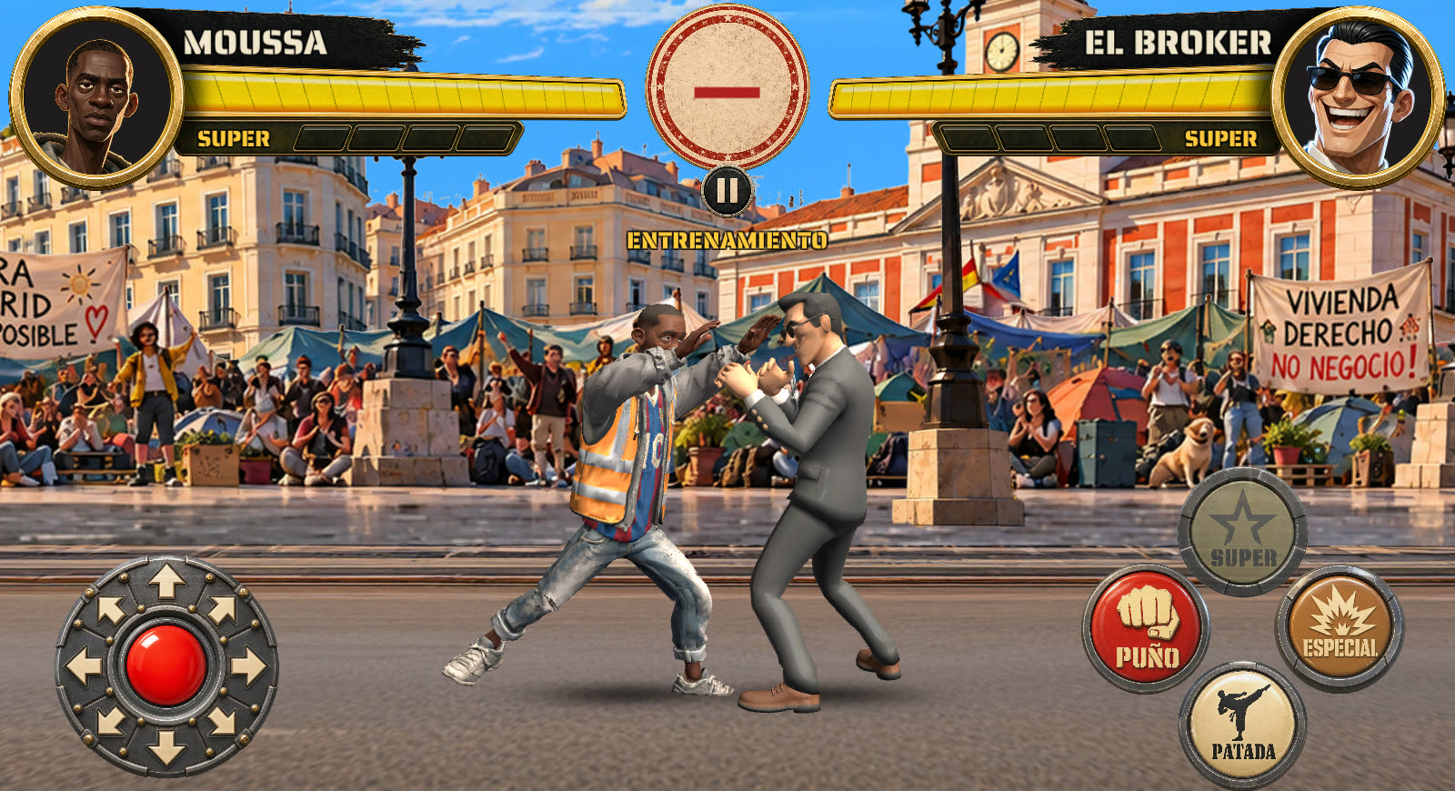 Combate con los controles táctiles en pantalla
